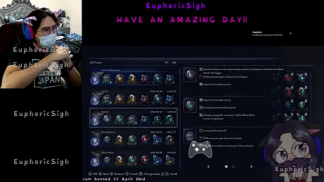 EuphoricSigh online show from April 20, 2026, 5:03 pm